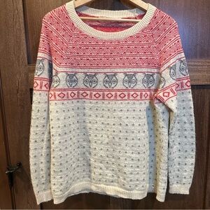 Woolrich Red and Cream Patterned Sweater